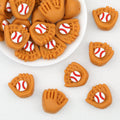 3D Brown Baseball Glove Silicone Focal Beads with Baseball 20pcs