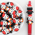 3D Christmas Penguin Silicone Focal Beads