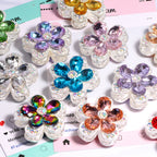 Double Layer 37mm Flower Rhinestone Beads with Alloy Base 2pcs 3