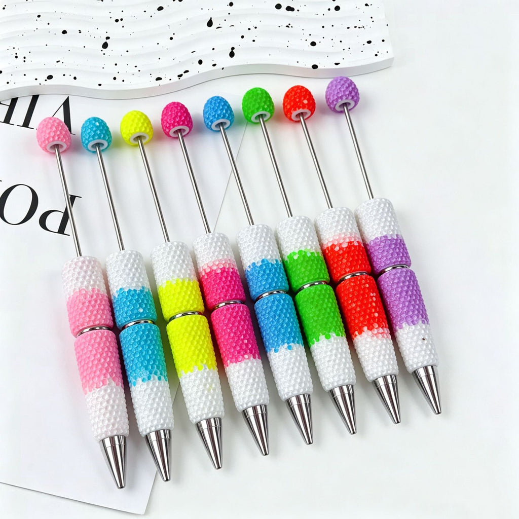 Gradient Candy Color Beadable Pen with Full Rhinestones 3