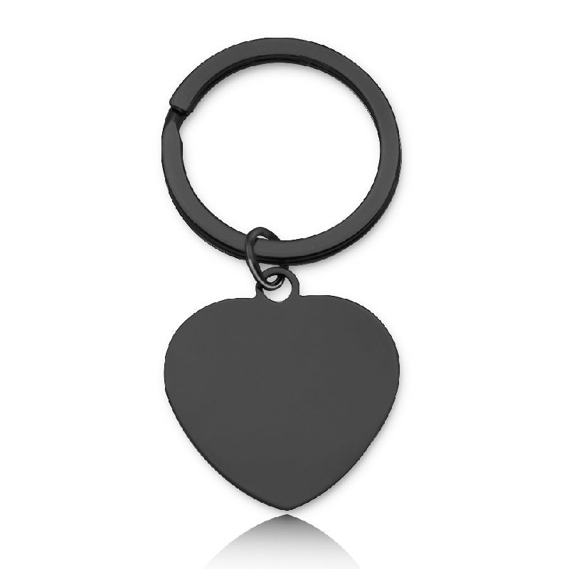 Stainless Steel Blank Heart Keychain Smooth Polished Metal Charm 4