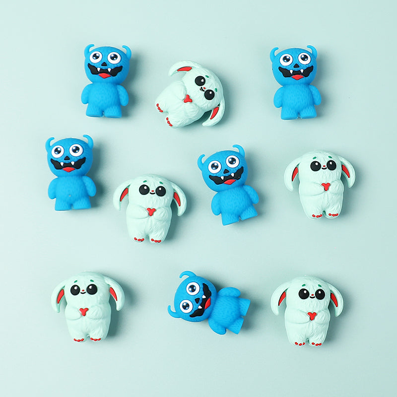 Silicone 3D Focal Beads Little Monster Bright Eyes Quirky Expressions 20pcs 10