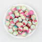 15mm Floral Pattern Silicone Beads Pastel Print 50pcs 8
