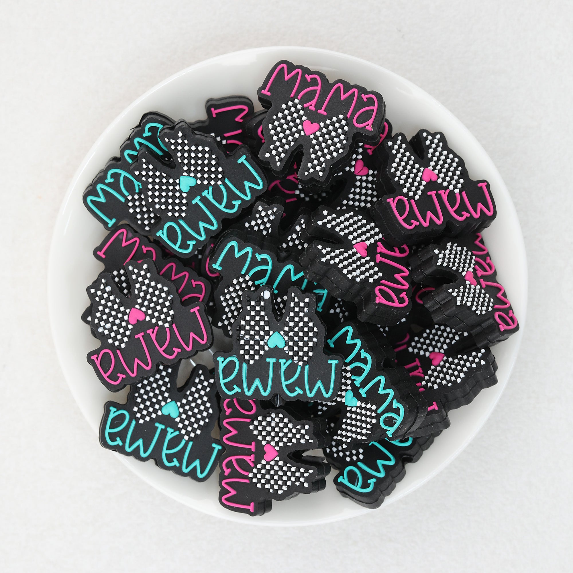 Mother Day Bow Silicone Focal Beads 20Pcs  2
