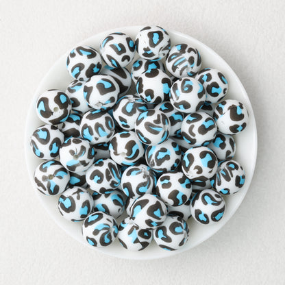 15mm Leopard Pattern Silicone Round Beads 50pcs 13