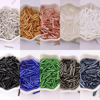 Electroplated Bugle Glass Beads 15mm Metallic Mixed Colors 70pcs