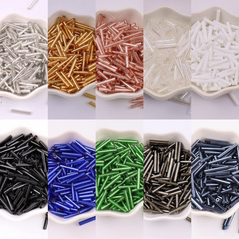 Electroplated Bugle Glass Beads 15mm Metallic Mixed Colors 70pcs