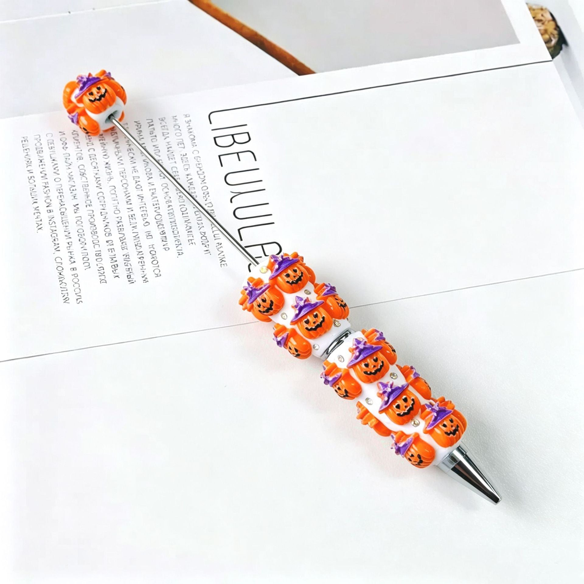 Halloween Elements Pumpkin Rhinestones Beadable Pen 22