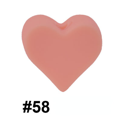 Colorful Pastel Mix Heart 14mm Silicone Beads Solid Color Matte Finish 50pcs 29