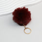 Pom Pom Keychain Plush Violet Faux Fur Ball Gold Ring 8cm