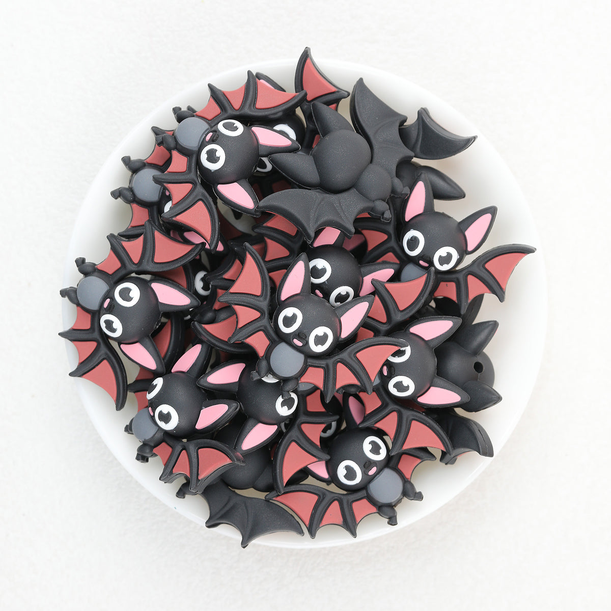  3D Halloween Pink Wing Bat Silicone Focal Beads 20Pcs 2