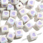 Plating Heart Square Acrylic Beads 12mm Glossy Pastel 4pcs 9