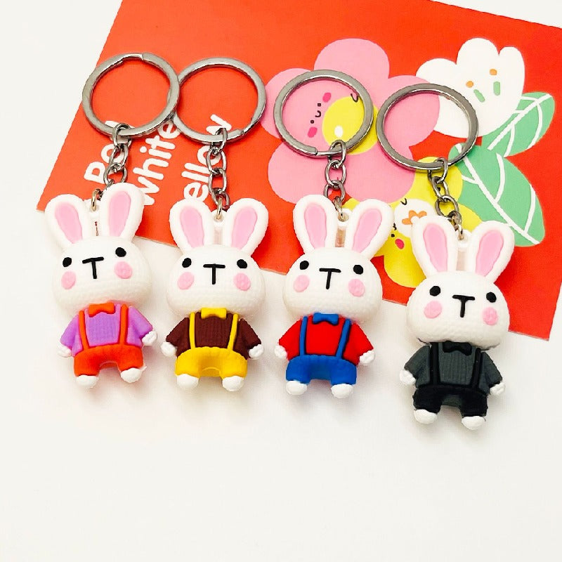 PVC Cartoon Rabbit Keychain Soft Rubber Cute Bunny Strap Charm 2