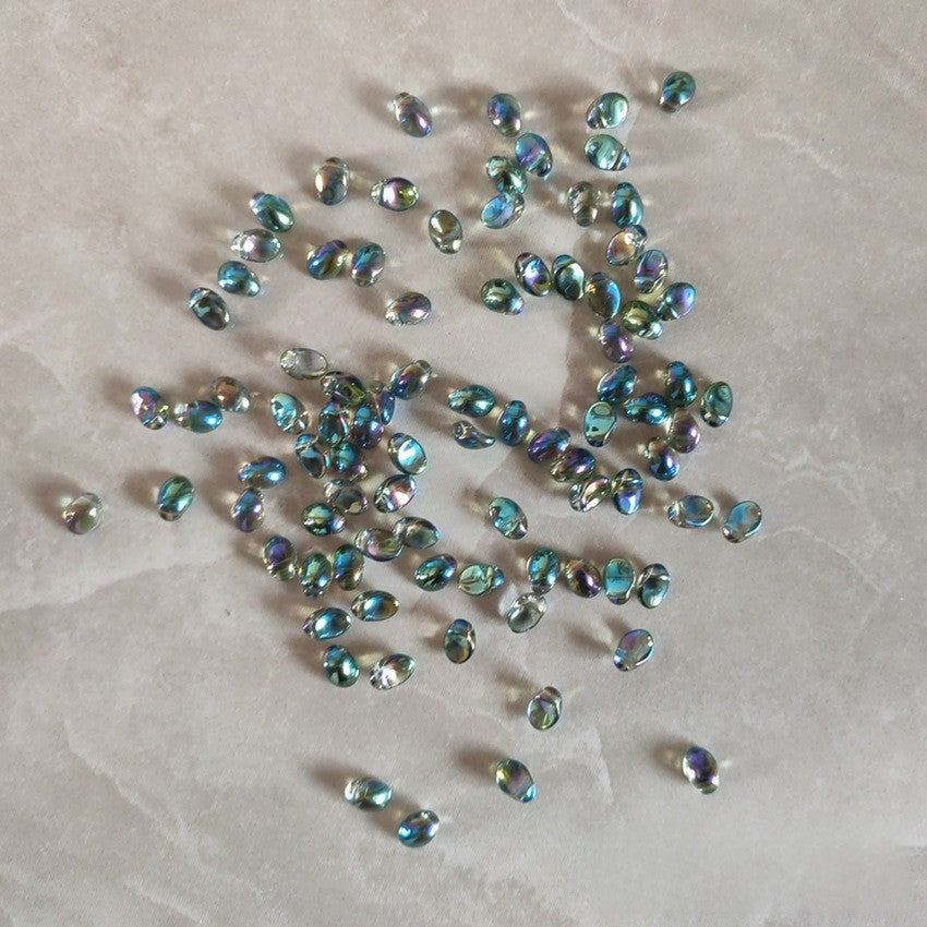 Czech Glass Teardrop Shaped Beads 6x8mm Iridescent Finish 2pcs 2