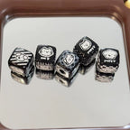 Black Plaid Puppy Square Acrylic Beads 14mm 10pcs