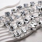 Plated Letter & Number Acrylic Beads 22x17x12mm Chunky Silver 50pcs