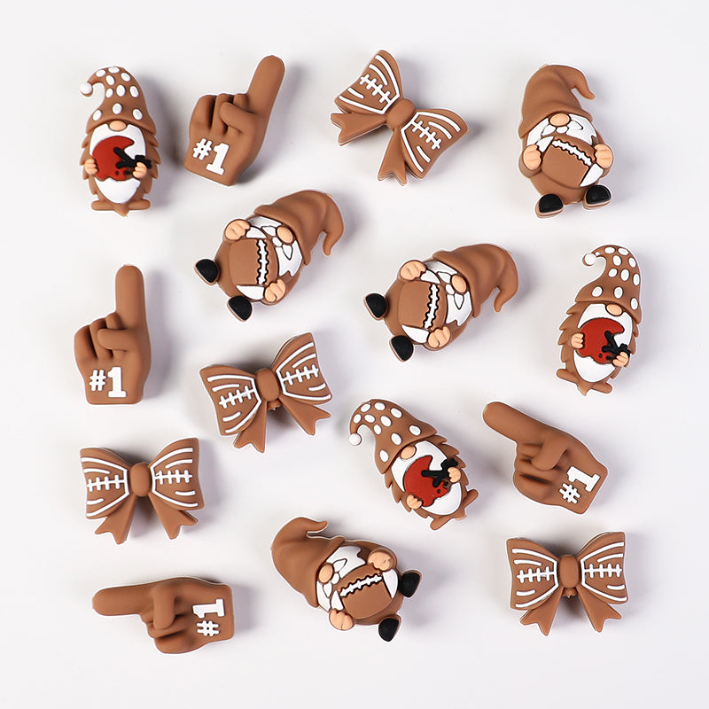 Silicone 3D Focal Beads Rugby Foam Finger Number One Holding Rugby Ball 20pcs 3