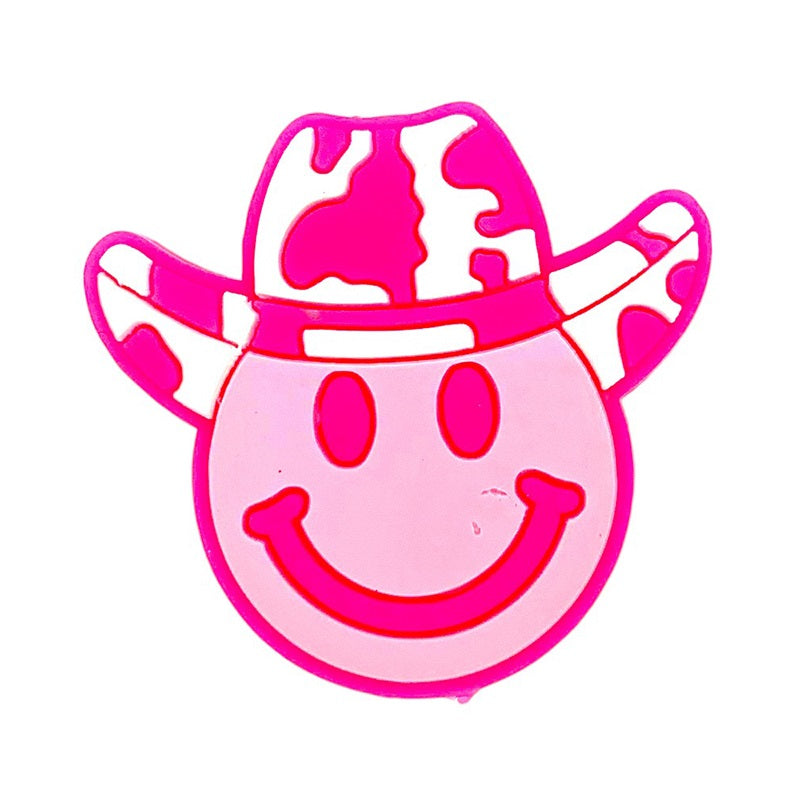 Silicone Focal Beads Cow Print Smile Wearing Hat 20pcs