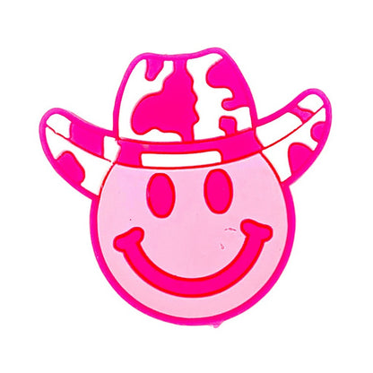 Silicone Focal Beads Cow Print Smile Wearing Hat 20pcs