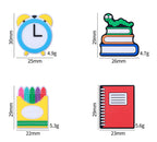 Silicone Focal Beads School Theme Crayon Alarm Clock Bookworm 20pcs 3