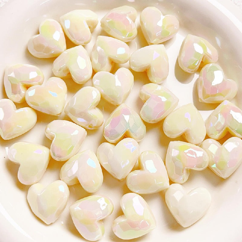 Faceted Heart Acrylic Beads 17.5mm Pastel Vibrant Mixed 10pcs 3