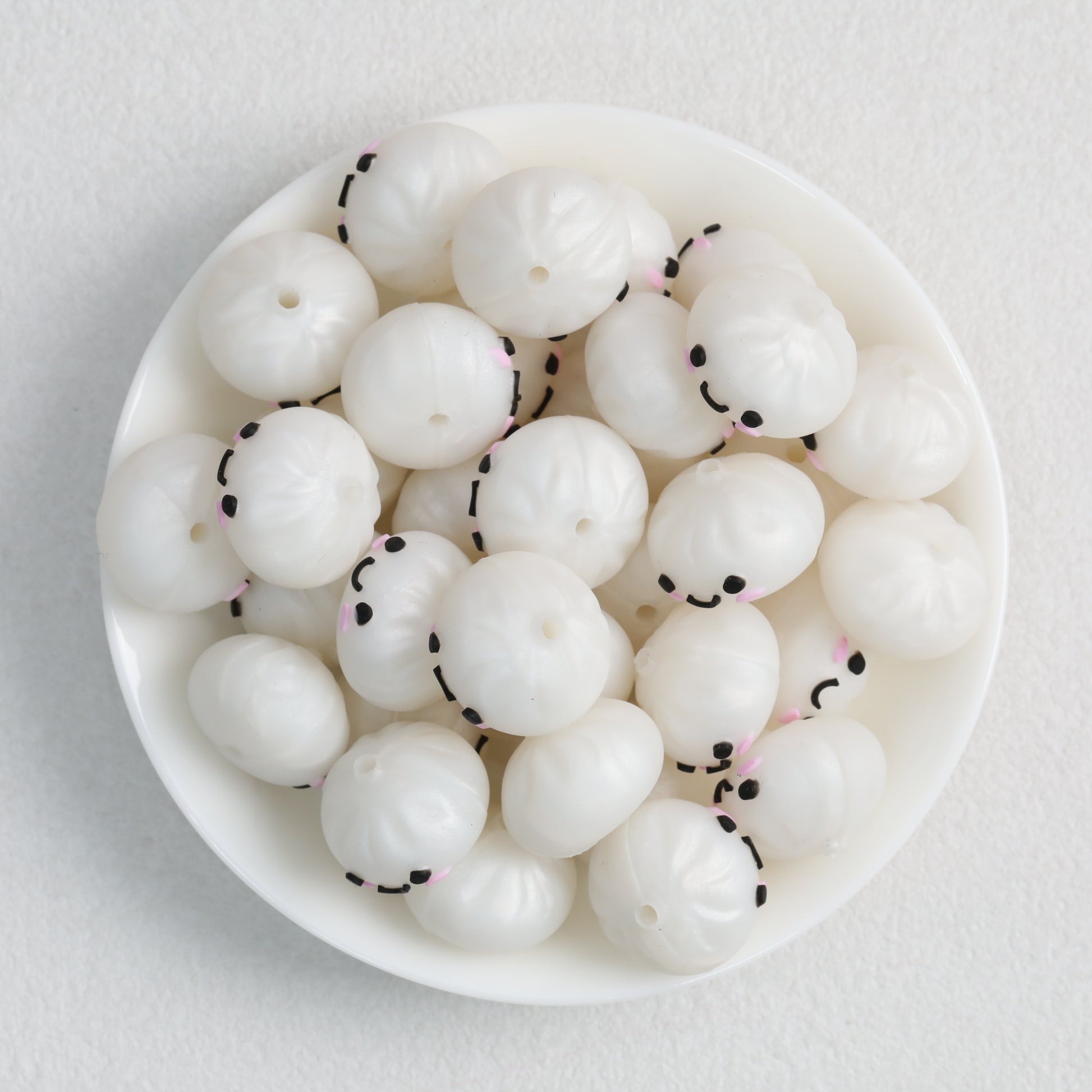 Cute 3D Smiling Dumpling Silicone Focal Beads 20pcs 3
