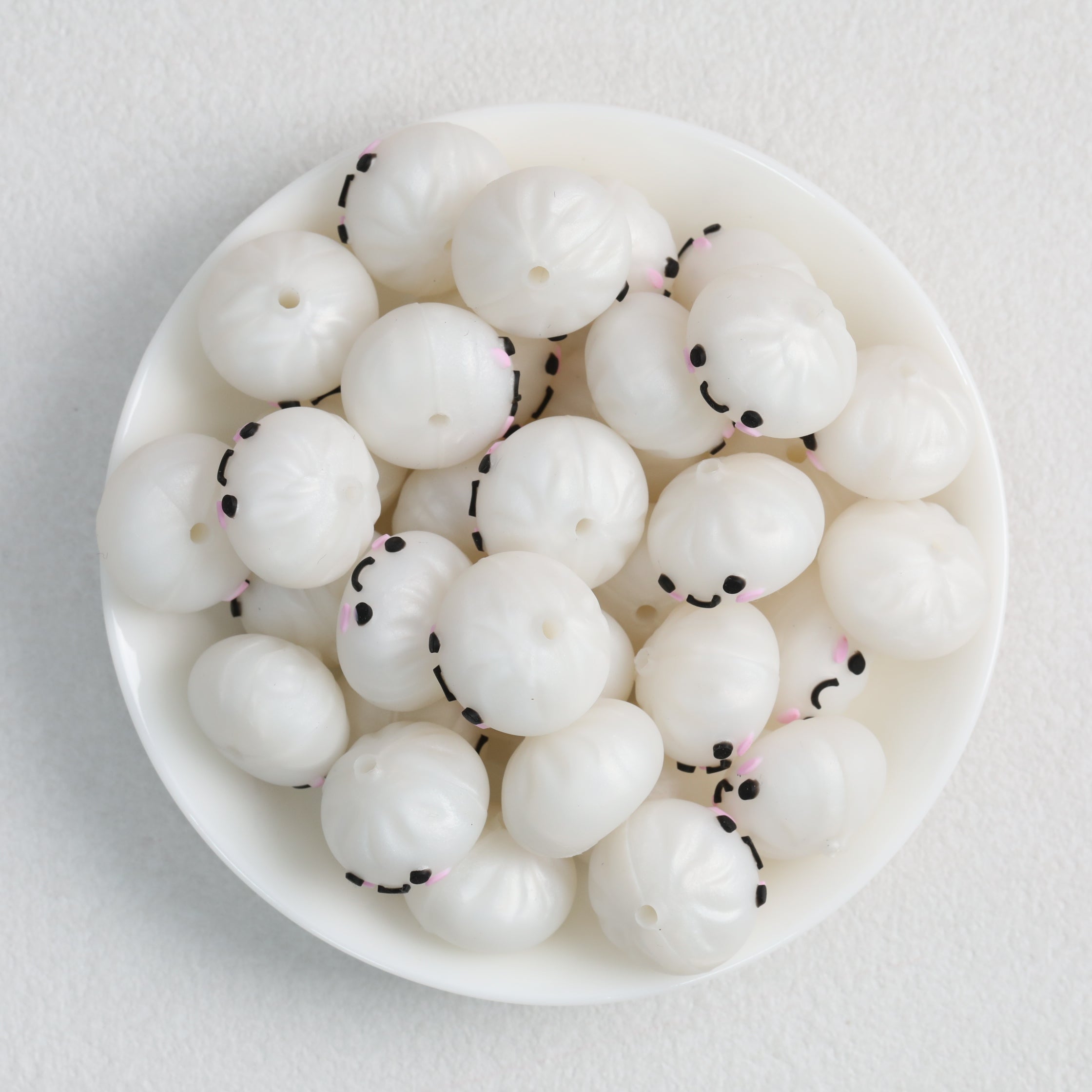 Cute 3D Smiling Dumpling Silicone Focal Beads 20pcs 3