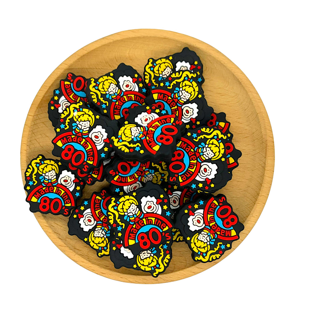 Silicone Focal Beads Made In The 80s Cartoon Faces Bold Colors 20pcs 2