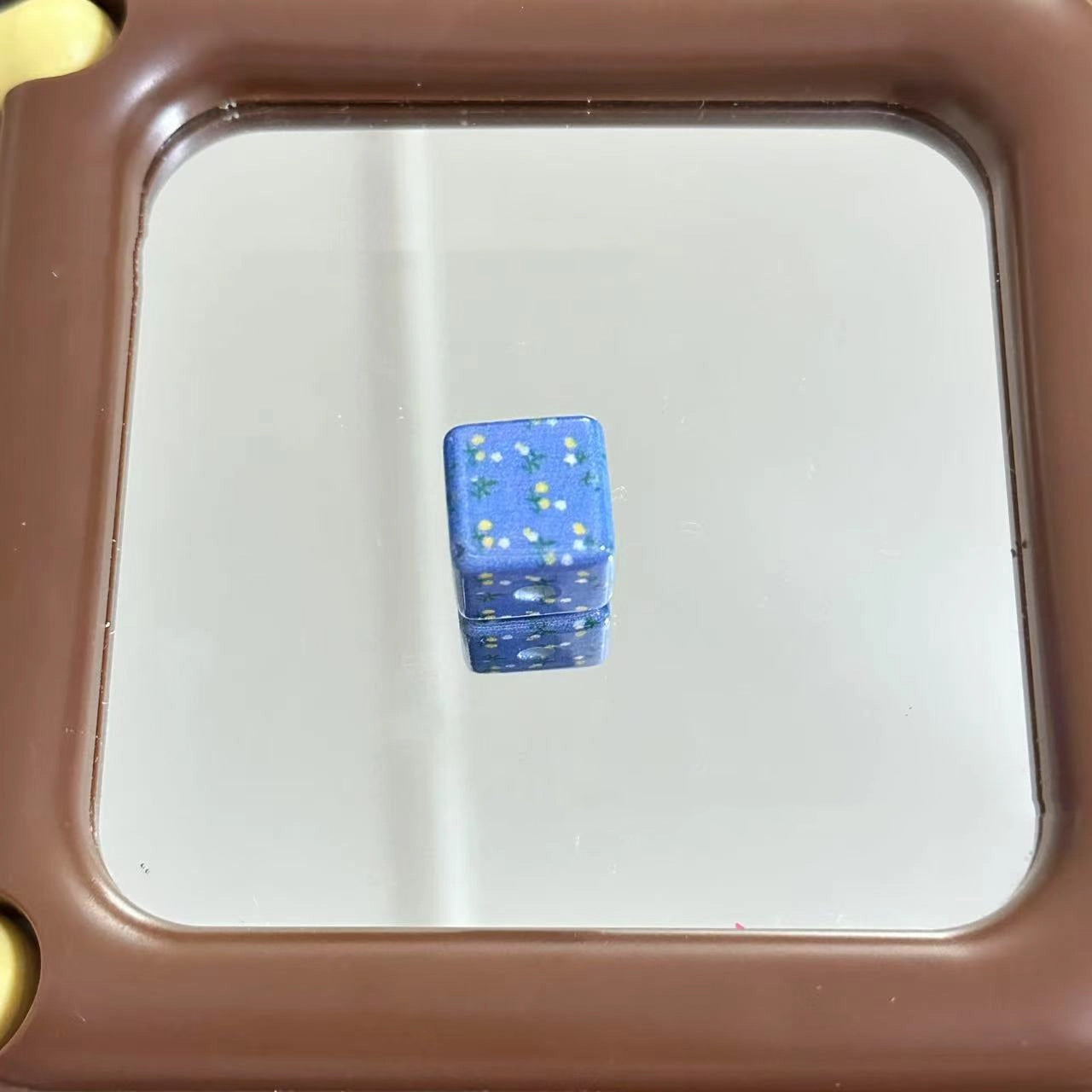 Fresh Denim Blue Star and Flower Printed Acrylic Square Beads 16mm 10pcs 3