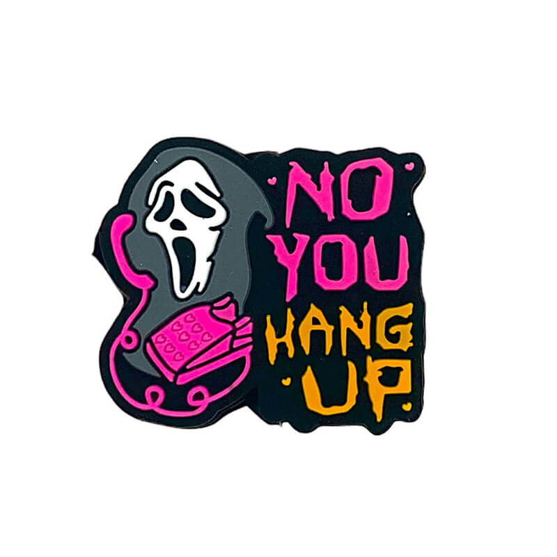 Silicone Focal Beads Halloween Ghost Holding Retro Phone Neon Lettering