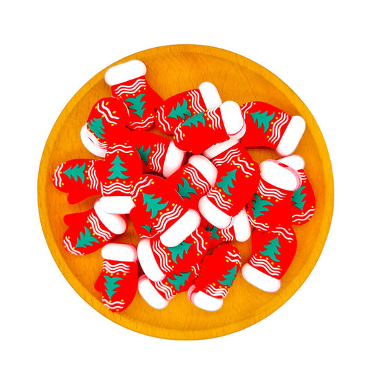 Silicone 3D Focal Beads Christmas Tree Gloves Red Mitten Design 2