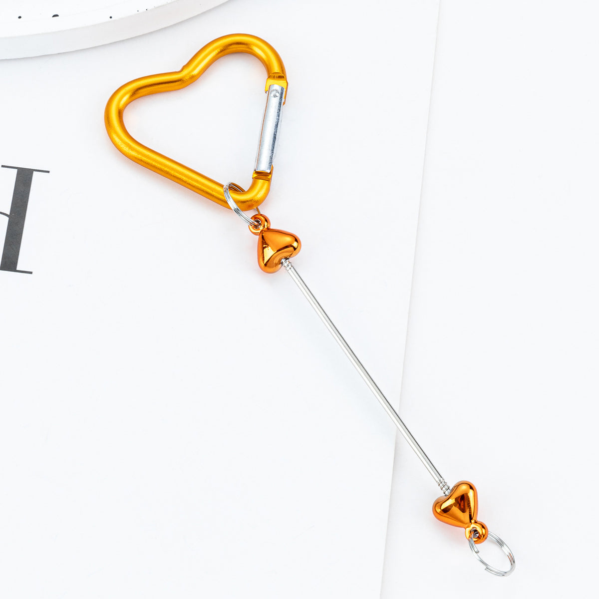 Beadable Metal Carabiners Heart-shaped With Bars