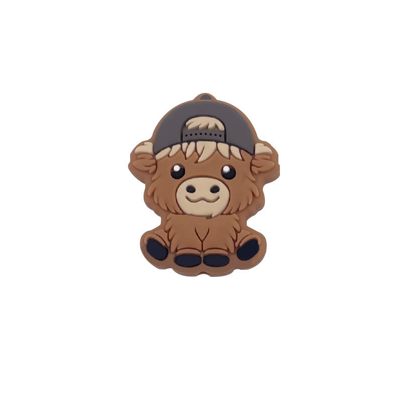 Silicone Focal Beads Highland Cow Boy Girl With Bow And Cap 20pcs 11