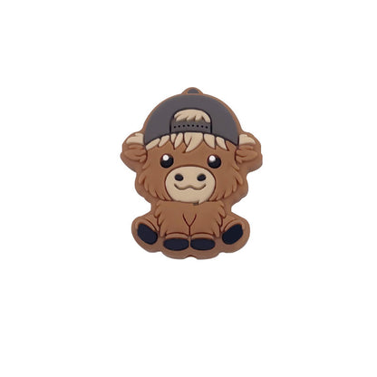 Silicone Focal Beads Highland Cow Boy Girl With Bow And Cap 20pcs 11