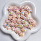 Hand-Painted Star Acrylic Beads 22mm Glossy Pastel 5pcs 3