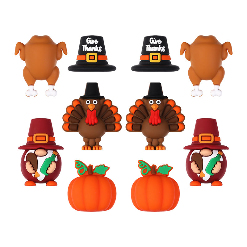 Silicone 3D Focal Beads Thanksgiving Pumpkins Give Thanks Hat 20pcs 10