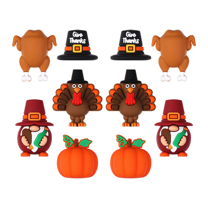 Silicone 3D Focal Beads Thanksgiving Pumpkins Give Thanks Hat 20pcs 10