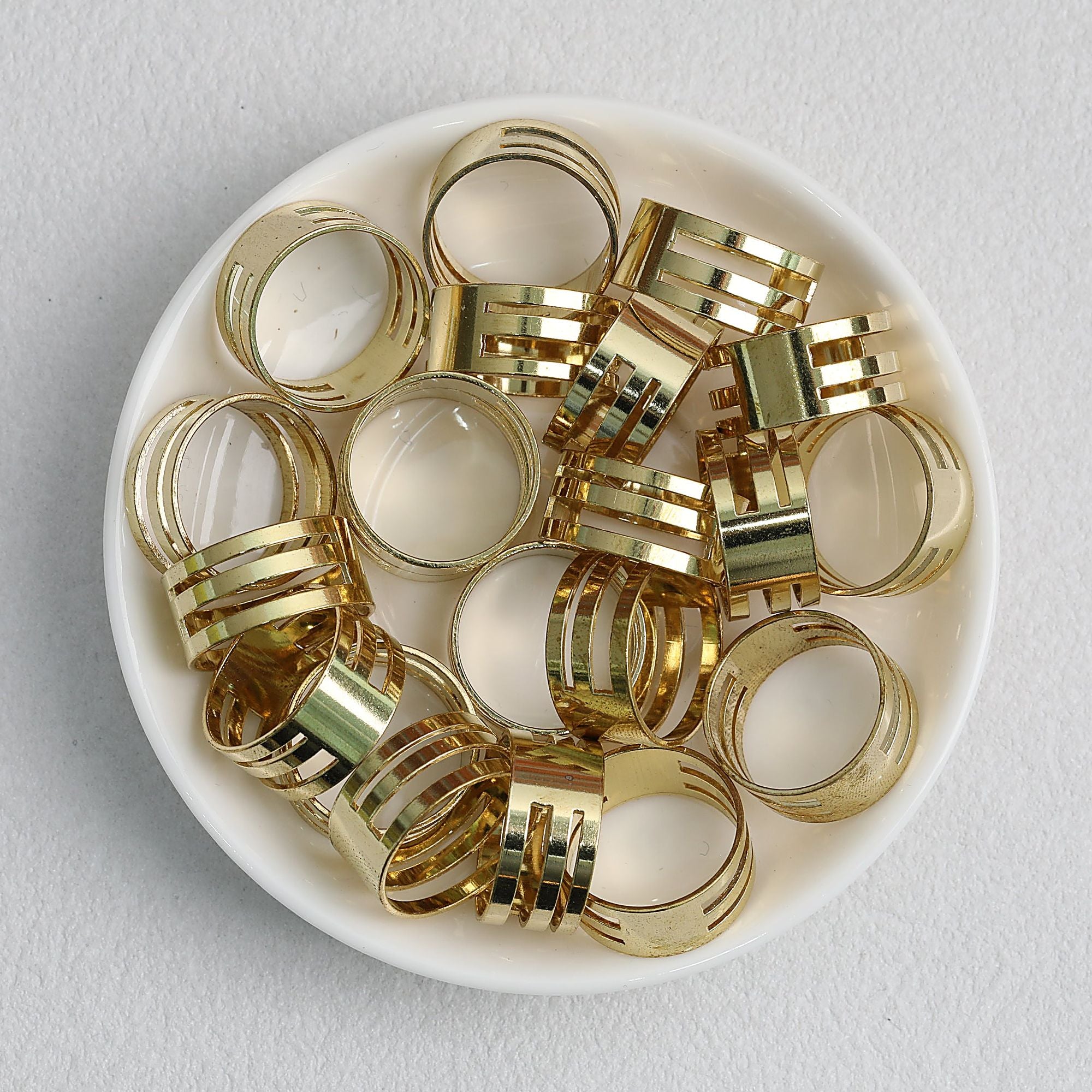 Brass Finger Rings Jump Ring Openers Geometric Cutouts 10pcs 18mm