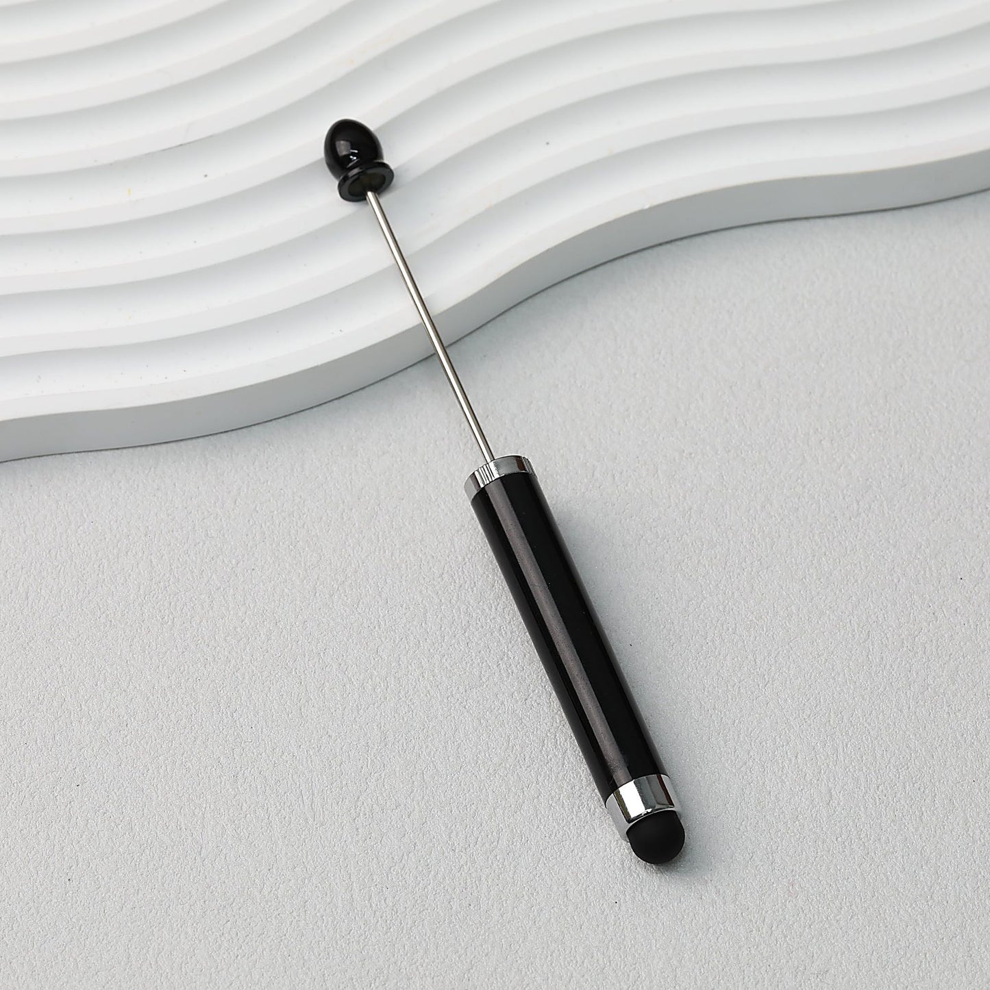 Beadable Stylus Pen Plastic Multi Color 3 in 1 Function - Black