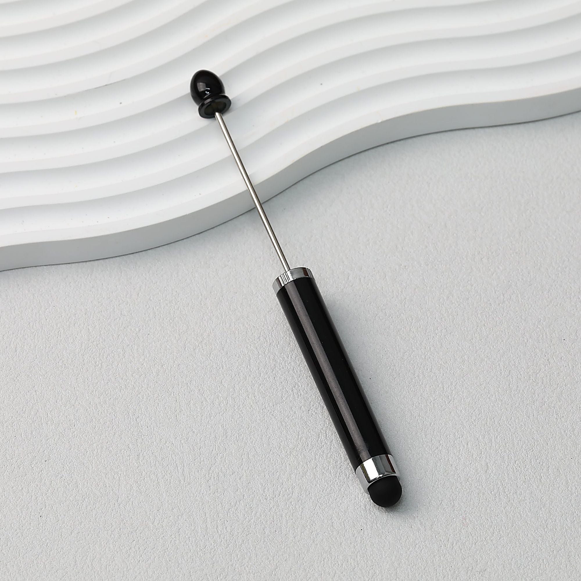 Beadable Stylus Pen Plastic Multi Color 3 in 1 Function - Black