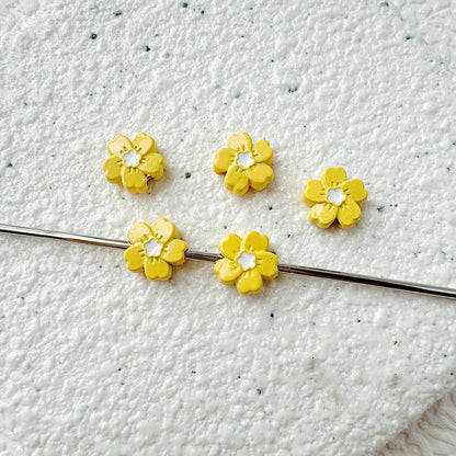 Flower Metal Beads 10mm Baking Painted Cherry Blossom 20pcs 13
