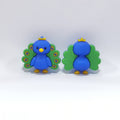 Silicone 3D Focal Beads Blue Peacock Wearing Crown 20pcs
