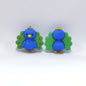 Silicone 3D Focal Beads Blue Peacock Wearing Crown 20pcs