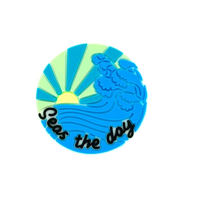 Silicone Focal Beads Seas The Day Turquoise Waves Glowing Suns 20pcs