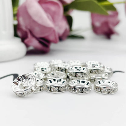 Copper Round Spacer Beads 10mm Large Hole Rhinestone 100pcs 4