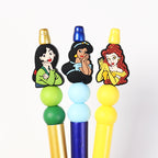 Silicone Focal Beads Disney Princess Front Facing Detailed Faces 20pcs 9