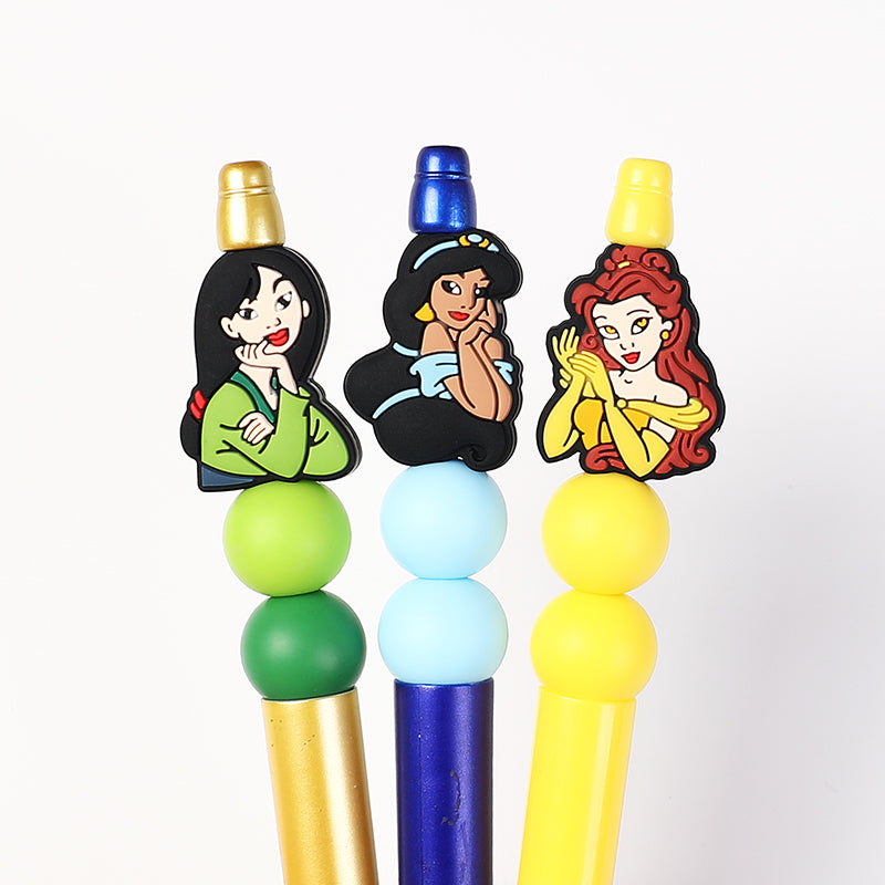 Silicone Focal Beads Disney Princess Front Facing Detailed Faces 20pcs 9
