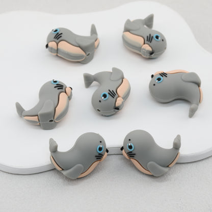 Gray Seal 3D Silicone Focal Beads Cute Seal Shaped 20pcs 2