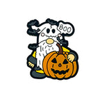 Silicone Focal Beads Halloween Ghost Holding Pumpkin Boo Text