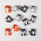 Silicone 3D Focal Beads Dark Cat Smiling Face Sitting Pose 20pcs 2